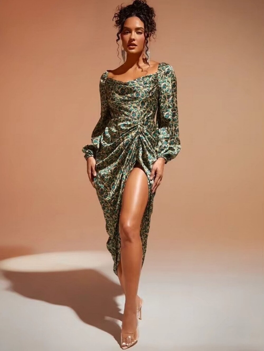 Shein Bae Ruched Midi Dress